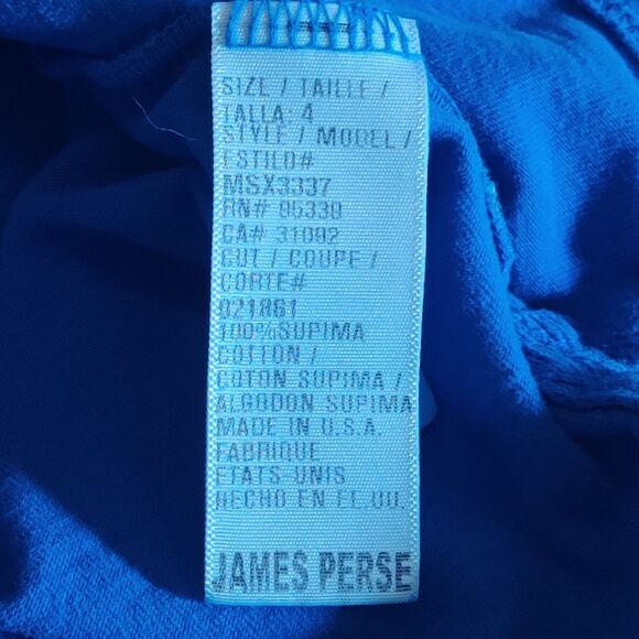 James Perse Polo Shirt Mens XL Size 4 Blue Short Sleeve Soft Sueded, Made in USA - Picture 4 of 9